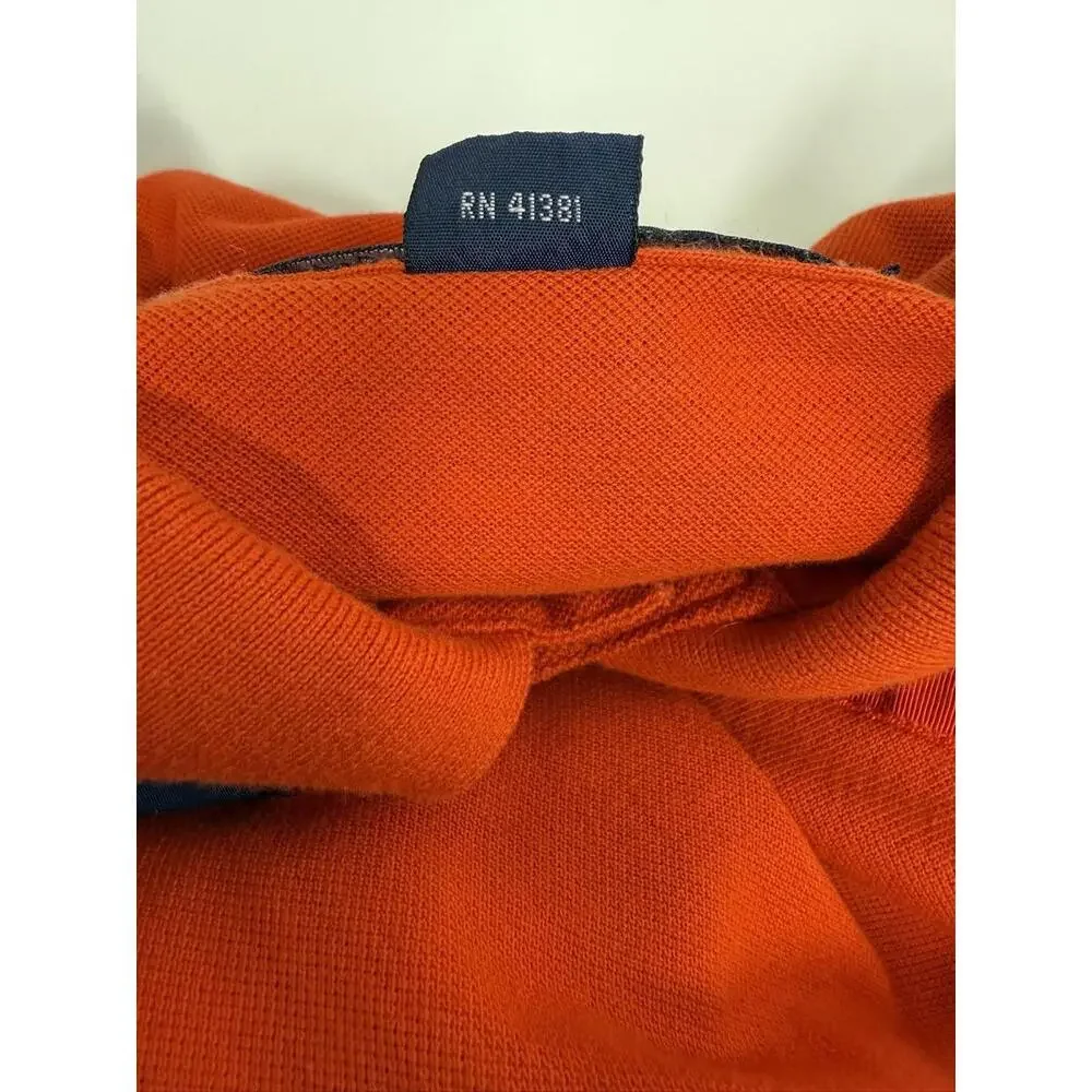 Polo Ralph Lauren Polo Shirt Mens Large Orange Pique Short‎ Sleeve Pony Logo